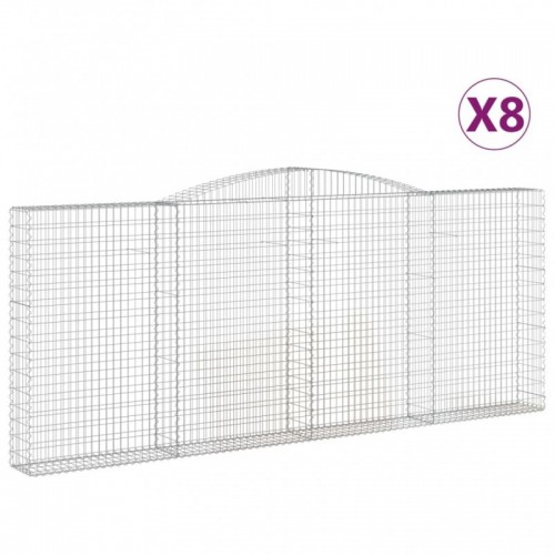 8 db íves horganyzott vas gabion kosár 400x30x160|180 cm