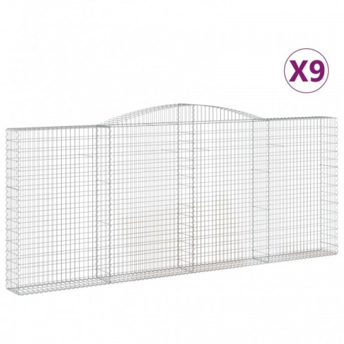 9 db íves horganyzott vas gabion kosár 400x30x160|180 cm