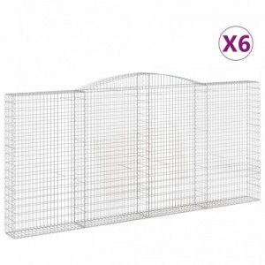 6 db íves horganyzott vas gabion kosár 400x30x180|200 cm