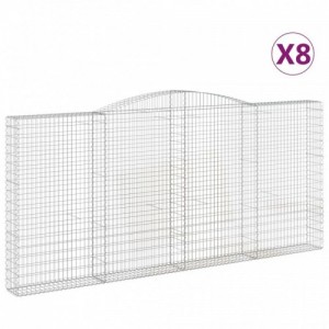 8 db íves horganyzott vas gabion kosár 400x30x180|200 cm