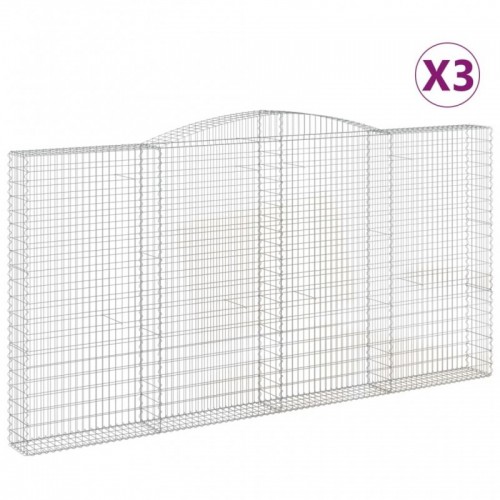 3 db íves horganyzott vas gabion kosár 400x30x200|220 cm