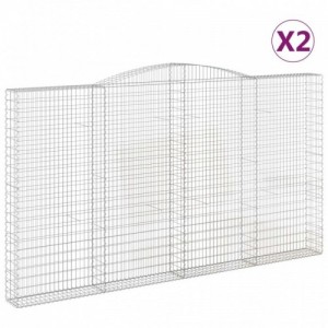 2 db íves horganyzott vas gabion kosár 400x30x220|240 cm