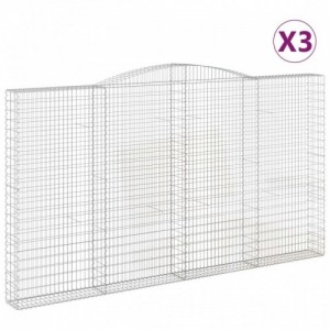 3 db íves horganyzott vas gabion kosár 400x30x220|240 cm