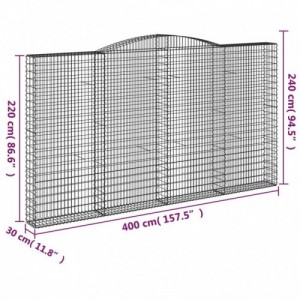 3 db íves horganyzott vas gabion kosár 400x30x220|240 cm