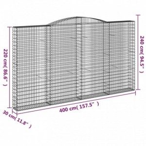 4 db íves horganyzott vas gabion kosár 400x30x220|240 cm