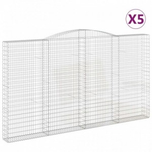 5 db íves horganyzott vas gabion kosár 400x30x220|240 cm