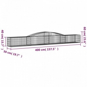 3 db íves horganyzott vas gabion kosár 400x50x40|60 cm