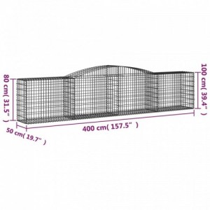 2 db íves horganyzott vas gabion kosár 400x50x80|100 cm