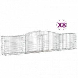 8 db íves horganyzott vas gabion kosár 400x50x80|100 cm