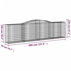 2 db íves horganyzott vas gabion kosár 400x50x100|120 cm