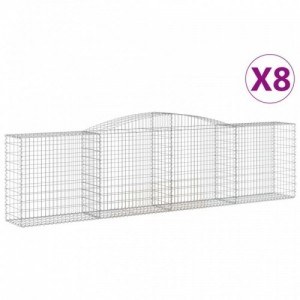 8 db íves horganyzott vas gabion kosár 400x50x100|120 cm