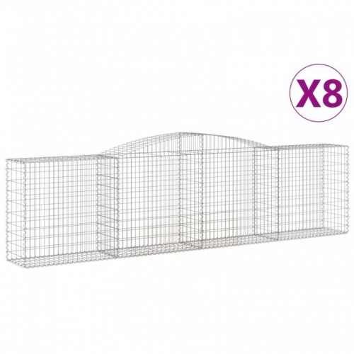 8 db íves horganyzott vas gabion kosár 400x50x100|120 cm