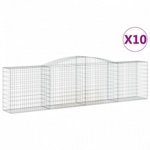 10 db íves horganyzott vas gabion kosár 400x50x100|120 cm