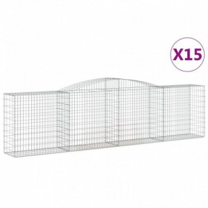 15 db íves horganyzott vas gabion kosár 400x50x100|120 cm