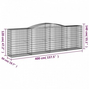 3 db íves horganyzott vas gabion kosár 400x50x120|140 cm