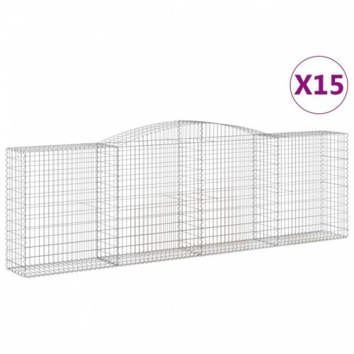 15 db íves horganyzott vas gabion kosár 400x50x120|140 cm