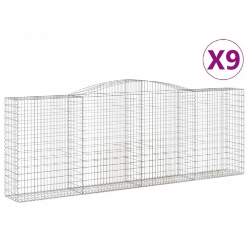 9 db íves horganyzott vas gabion kosár 400x50x140|160 cm