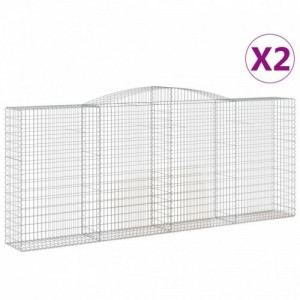 2 db íves horganyzott vas gabion kosár 400x50x160|180 cm