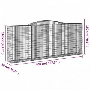 4 db íves horganyzott vas gabion kosár 400x50x160|180 cm