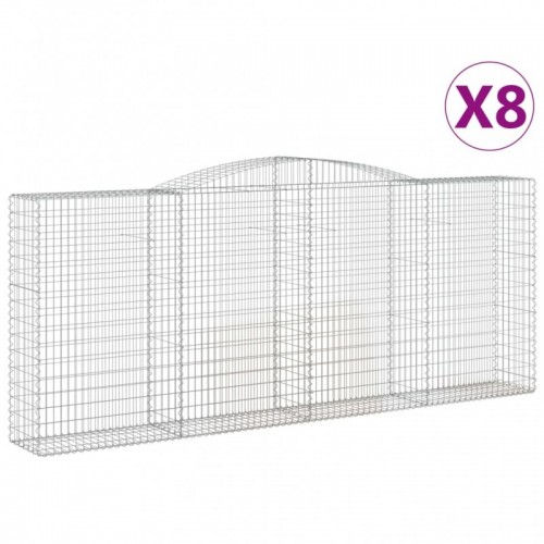 8 db íves horganyzott vas gabion kosár 400x50x160|180 cm