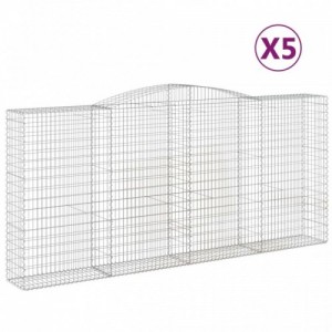 5 db íves horganyzott vas gabion kosár 400x50x180|200 cm