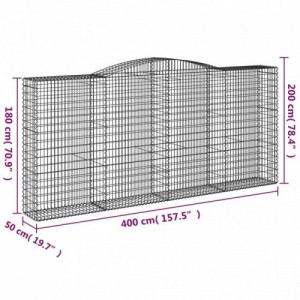 5 db íves horganyzott vas gabion kosár 400x50x180|200 cm