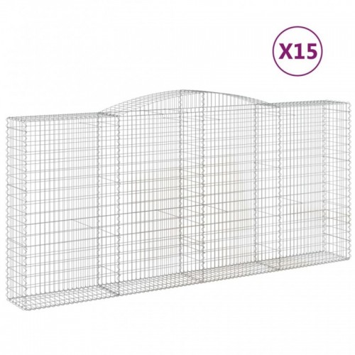 15 db íves horganyzott vas gabion kosár 400x50x180|200 cm