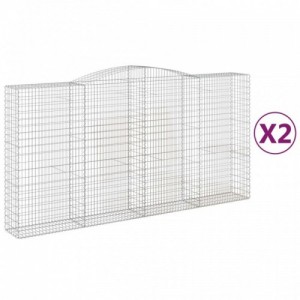 2 db íves horganyzott vas gabion kosár 400x50x200|220 cm