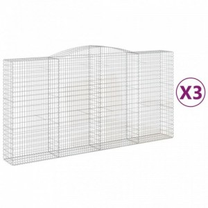 3 db íves horganyzott vas gabion kosár 400x50x200|220 cm