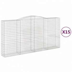 15 db íves horganyzott vas gabion kosár 400x50x200|220 cm