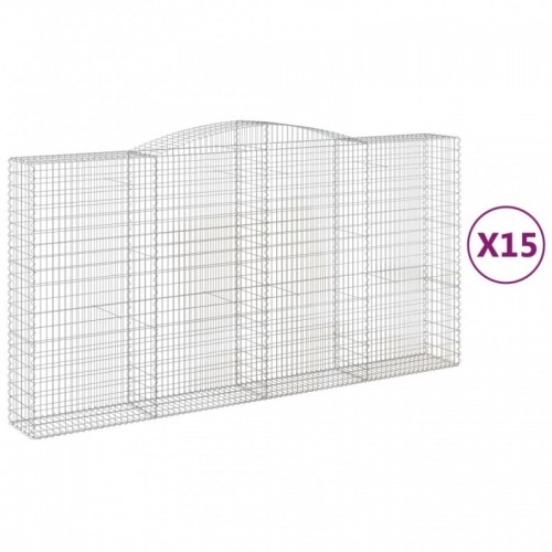 15 db íves horganyzott vas gabion kosár 400x50x200|220 cm