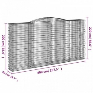 15 db íves horganyzott vas gabion kosár 400x50x200|220 cm