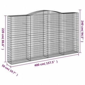 5 db íves horganyzott vas gabion kosár 400x50x220|240 cm