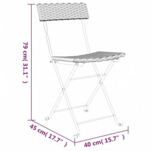 4 db barna polyrattan összecsukható bisztrószék