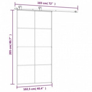 ESG üveg-alumínium tolóajtó fémszerelvény-szettel 102,5x205 cm