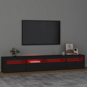Fekete TV-szekrény LED-lámpákkal 240x35x40 cm