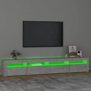 Betonszürke TV-szekrény LED-lámpákkal 240x35x40 cm