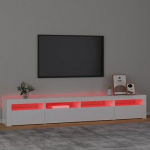 Magasfényű fehér TV-szekrény LED lámpákkal 240 x 35 x 40 cm