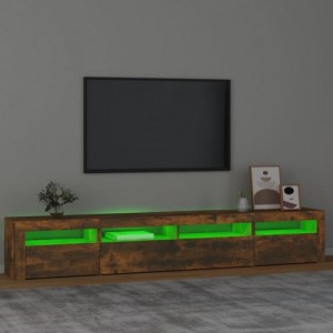 Füstös tölgy színű TV-szekrény LED-lámpákkal 240x35x40 cm