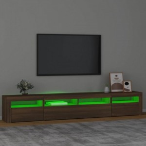 Barna tölgyszínű TV-szekrény LED-lámpákkal 240x35x40 cm