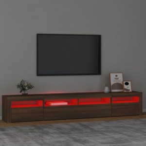 Barna tölgyszínű TV-szekrény LED-lámpákkal 240x35x40 cm