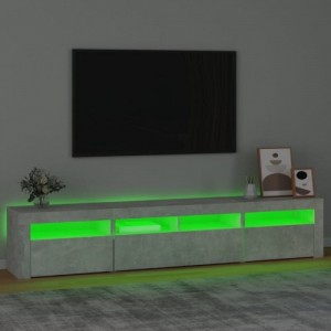 Betonszürke TV-szekrény LED lámpákkal 210x35x40 cm