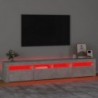 Betonszürke TV-szekrény LED lámpákkal 210x35x40 cm