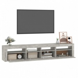 Betonszürke TV-szekrény LED lámpákkal 210x35x40 cm