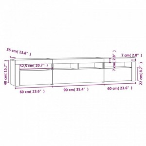 Betonszürke TV-szekrény LED lámpákkal 210x35x40 cm