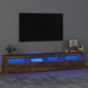 Füstös tölgyszínű TV-szekrény LED-világítással 210x35x40 cm
