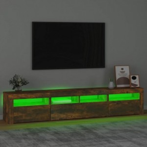 Füstös tölgyszínű TV-szekrény LED-világítással 210x35x40 cm
