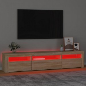 Sonoma-tölgy színű TV-szekrény LED-lámpákkal 195x35x40 cm