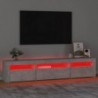 Betonszürke TV-szekrény LED lámpákkal 195x35x40 cm