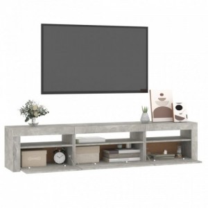 Betonszürke TV-szekrény LED lámpákkal 195x35x40 cm